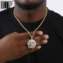 Hip Hop Iced Out Bling Rapper Cubic Zirconia Smiling Face Baguette Necklaces & Pendants For Men Rapper Jewelry 2024 - buy cheap