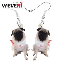 WEVENI Acrylic Pug Dog Earrings Drop Dangle Animal Jewelry Accessory For Women Girls Kids Party Festival Decoration Charm Gift 2024 - buy cheap