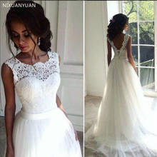 Elegant Plus Size Wedding Dresses Cap Sleeves Robe de Mariage 2021 Sweep Train Appliqued Open Back Chiffon Bridal Gown 2024 - buy cheap