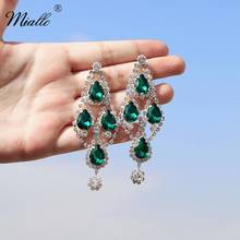 Miallo Fashion Green Crystal Earrings for Women Accessories Silver Color Rhinestone Water Drop Earrings 2020 Party Jewelry Gifts 2024 - buy cheap