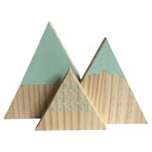 Decoração triangular de madeira para quarto de bebê, enfeite de mesa em miniatura para decoração de quarto de bebê feito em madeira com 3 peças 2024 - compre barato