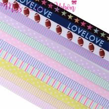 16mm-75mm Colorful Geometric Dot Stripes Star Football Printed Grosgrain/Elastic Ribbon DIY Hair Bands Party Decor 50yards/roll 2024 - buy cheap