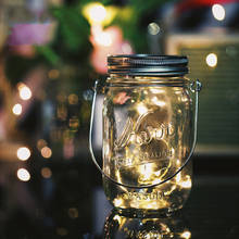 Mason jar luz Solar LEVOU lanterna lâmpada pendurada lâmpada de jardim ao ar livre impermeável villa corredor corredor lâmpada de suspensão Do Natal 2024 - compre barato