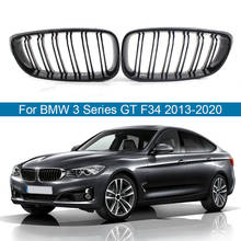 2PCS Glossy Black Car Front Bumper Kidney Grilles Grill Double Line Replacement For BMW 3 Series GT F34 320i 328i 335i 2013-2020 2024 - buy cheap