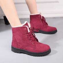 Snow boots 2019 women plush fur coat winter boots square heels flock ankle boots lace woman shoes winter shoes Woman 2024 - buy cheap