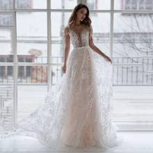 Thinyfull New Arrival Wedding Dresses A Line V Neck Cap Sleeve Bride Dresses Tulle Backless Lace Appliques Vestido De Novia 2020 2024 - buy cheap