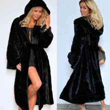 Winter Women High Quality Faux Fur Coat Luxury Long Hooded Coat Plus Size Loose OverCoat Thick Warm Female Plush Coat lace up 2024 - buy cheap