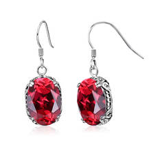 Solid S925 Silver Ruby Diamond Earring For Women Oval Earrings Carved Red Topaz Gemstone Fine Jewellery Garnet Earrings Rushed 2024 - buy cheap