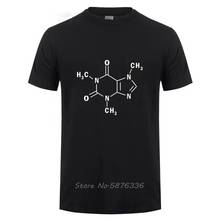 Camiseta de algodão de manga curta, camiseta masculina de fórmula molecular da cafeína e ciências para o verão 2024 - compre barato