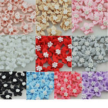 40pcs satin ribbon flowers W/pearl Appliques Craft DIY Wedding B046 2024 - buy cheap