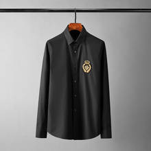 Minglu Long Sleeve Mens Shirts Luxury Metal Crown Bee Embroidery Mens Dress Shirts Fashion Slim Fit Party Man Shirts Plus Size 2024 - buy cheap
