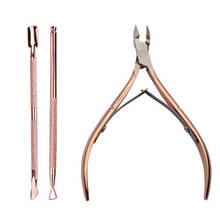3pcs/bag Rose Gold Pro Stainless Steel Cuticle Remover Pusher Scissor Nail Tools Set Finger Dead Skin Nipper Clipper 2024 - buy cheap