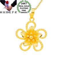 OMHXFC Jewelry Wholesale PN384 European Fashion Hot Fine Woman Girl Party Birthday Wedding Gift Flower 24KT Gold Pendant Charm 2024 - buy cheap
