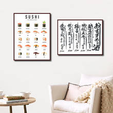 Суши типа диаграммы иллюстрации репродукции украшение кухонной стены, японское саке меню плакат холст картины настенные картины для декора 2024 - купить недорого