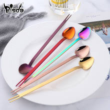 8 Colors 2Pcs Heart Shape Dessert Spoon 1 in 2 multi-function Salad Spoons Dessert Cold Drink Ice Cream Using Tools Yogurt Scoop 2024 - buy cheap