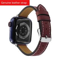 for apple watch strap Leather band series 7 6 5 4 45mm 41 44mm 40mm SE bracelet for iwatch Genuine leather band 38 42mm 3 2 2024 - buy cheap