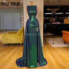 Luxury Sequins Evening Dresses For Dubai Design New Robe De Soiree Islamic 2019 Couture Prom Dress Shiny Formal Kaftan Gown Long 2024 - buy cheap
