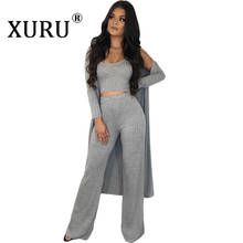 XURU/2019 новый осенний женский комбинезон, костюм из трех предметов, европейский и американский сексуальный комбинезон с длинными рукавами 2024 - купить недорого