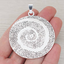 5 colgantes de plata tibetana para fabricación de joyas, abalorios redondos de vórtice remolino en espiral martillado grande para collar, 51x51mm 2024 - compra barato
