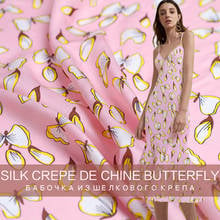 Перламутровое шелковое летнее платье из 100% шелка, 12momme, с принтом Розовых Бабочек, бесплатная доставка 2024 - купить недорого