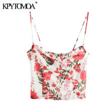 KPYTYOMOA Women 2020 Fashion Floral Print Blouses Vintage Backless Strench Straps Female Shirts Blsuas Chic Tops 2024 - buy cheap