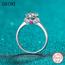 Anel de moissanite 925 prata esterlina geoki aprovada na 1ct d, anel de pedra, corte perfeito, presente feminino, para casamento 2024 - compre barato