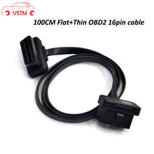 10pcs/lot 60cm/100cm Flat Thin As Noodle OBD2 OBD 16Pin ELM327 Male Female Elbow Extension Cable Diagnostic Connector Adapter 2024 - buy cheap