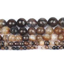 4/6/8/10/12mm Natural Faceted Coffee Stripe Agates Stone Beads Diy For Jewellery Making Bracelet Necklace 15'' Strand 2024 - buy cheap