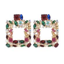MANILAI Multicolor Rhinestone Crystal Stud Earrings For Women Fashion Alloy Statement Wedding Jewelry Charm Party Gift 2024 - buy cheap