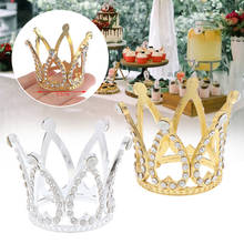 Mini Crown Princess Topper Gold/Silver Alloy Crystal Rhinestone Hair Ornaments Kids Wedding Birthday Party Cake Decorating Tools 2024 - buy cheap