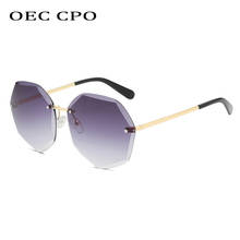 OEC CPO Square Rimless Sunglasses Women Brand Designer Rhinestone Polygon Ladies Sunglasses Trimming Irregular O216 2024 - buy cheap