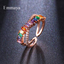 Emmaya Modern Fancy Design Buckle Shape Cubic Zircon Rainbow Color For Women Elegant Adjustable Ring Delicate Gift In Party 2024 - buy cheap