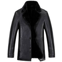 Men Fur Leather Jacket Suade with Fur Collar European Appear Plus Size Winter Warm Velevet Mens Fur Leather Jacket Coats C2157 2024 - buy cheap