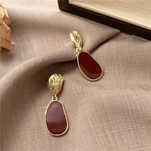 Fashion long wine red geometric earrings Retro geometric gentle temperament tassel earrings for women Fine jewelry 2024 - buy cheap