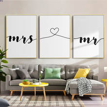 Black And White Love Phrase Mr & Mrs Canvas Painting Posters And Prints Living Room Bedroom Wall Art Pictures Home Decoration 2024 - buy cheap