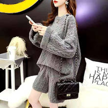 Loose Casual Fashion Sweater Suit 2020 Autumn And Winter New Round Neck Knitted Twist Two-piece Female Fashion Street 2024 - buy cheap