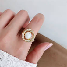 2021 Korean New Simulated Pearl Rhinestone Flower Design Lady Trendy Rings For Women Fashion Jewelry Finger Ring Gifts 2024 - buy cheap