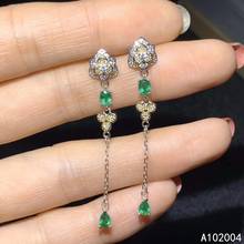 KJJEAXCMY Fine Jewelry 925 sterling silver inlaid natural gemstone Emerald female earrings Eardrop popular support detection 2024 - buy cheap