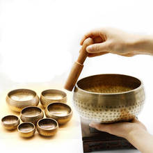 Tibetan Meditation Handmade Singing Bowl Tibetan Buddhist Brass Singing Bowl Sounds Bell For Yoga Healing Spiritual Gifts GU26 2024 - buy cheap