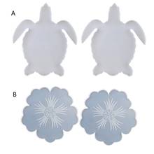 2Pcs DIY Flower Shape Silicone Geode Coaster Resin Molds Animals Sea Turtle Resin Coaster Tea Mat Molds Art Craft Tools 2024 - buy cheap