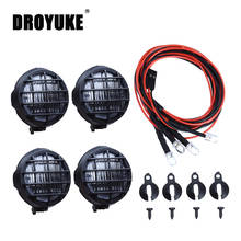 Droyuke 4 peças-lâmpada led quadrado/redondo, plástico, rc crawler, scx10 1/10 d90 trx4 tamiya hsp hpi, para modelos 90046 2024 - compre barato