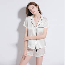 silk pajamas shorts set night     Silk Pajamas female Home Clothes 100% Silk Sleepwear suits  Women Pajamas Set 2024 - buy cheap
