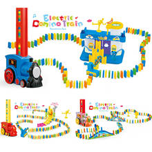 Conjunto de brinquedo para trem de dominó, posa automática, bloco de brinquedo, com som leve, empilhador de construção 2024 - compre barato