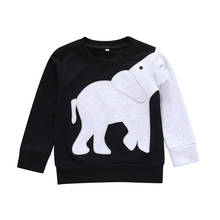 Children's Round Neck Long-sleeved Shirt Bottoming Shirt Daily Wear Black Boys And Girls  Autumn Elephant T-shirt 2024 - buy cheap