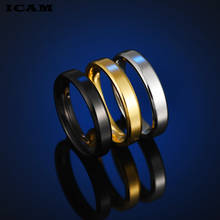 Icam promoção anel de titânio aço preto dourado anti alergia suave casal homem e mulher joias estilosas 2024 - compre barato