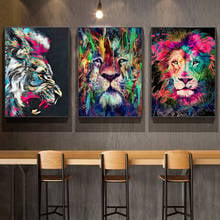 Cuadro decorativo de pared para sala de estar, pintura en lienzo con estampado de León y Animal, Color moderno, sin marco 2024 - compra barato