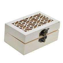 3 tamanhos unpainted caixa de jóias de madeira simples inacabado caixa de trinket armazenamento caso recipiente com tampa esculpida oca 2024 - compre barato