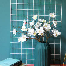 Flores de orquídea falsas, flores de seda magnólia artificial para decoração de casamento, flores de orquídea 2024 - compre barato