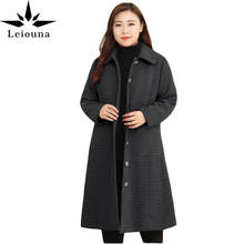 Женское шерстяное пальто Leiouna, однотонное длинное шерстяное пальто средней длины, Осень-зима 10XL 2024 - купить недорого