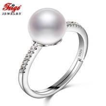 Anéis de pérola doce genuíno 925 prata esterlina 9-10mm 4 cores para mulheres joias presentes anéis com dedos requintados feige 2024 - compre barato